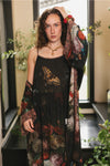 ‘Flight of Fancy Bohéme’ Long Maxi Print Bohemian Bamboo Slip Dress - Hummingbirds