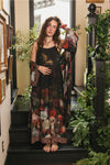 ‘Flight of Fancy Bohéme’ Long Maxi Print Bohemian Bamboo Slip Dress - Hummingbirds