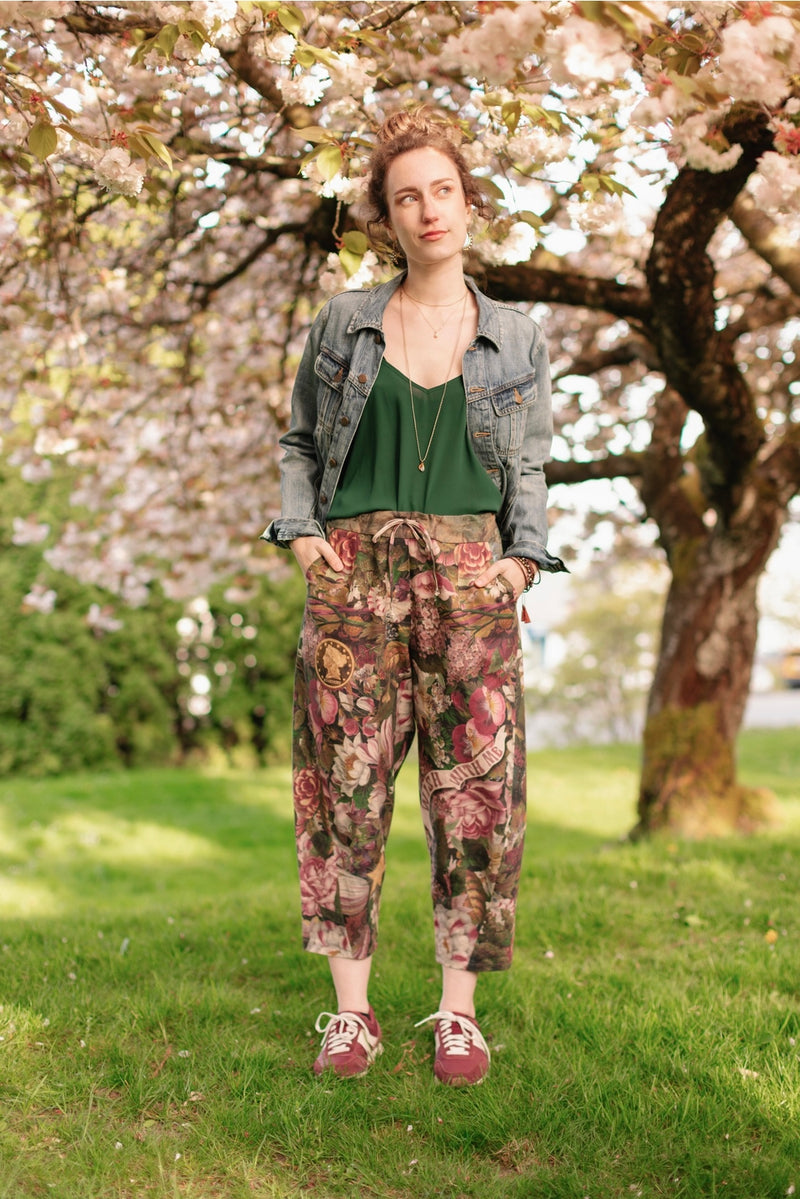 ‘Make A Wish’ Linen Bamboo Cropped Boho Artist Pant w/ Wishbone Dandelion