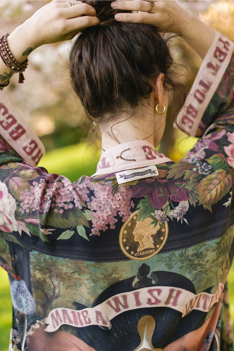 ‘Make A Wish’ Pixie Duster Cropped Kimono W Wishbone Dandelion