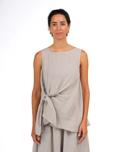 Montaigne - Coco - Front Tie Up Linen Top in Houndstooth - Various Colours