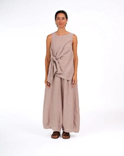 Montaigne - Eadie - Linen Pants in Fine - Houndstooth