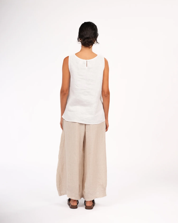 Montaigne - Coco - Front Tie Up Linen Top in Solid - Various Colours