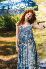 ‘Let the Light in Bohéme’ Print Bohemian Bamboo Slip Dress - Delft Print