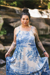 ‘Let the Light in Bohéme’ Print Bohemian Bamboo Slip Dress - Delft Print