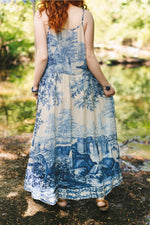 ‘Let the Light in Bohéme’ Print Bohemian Bamboo Slip Dress - Delft Print