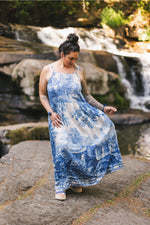 ‘Let the Light in Bohéme’ Print Bohemian Bamboo Slip Dress - Delft Print