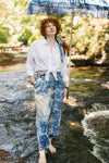 ‘Let the Light’ in Linen Cropped Artist Pant - Delft Print