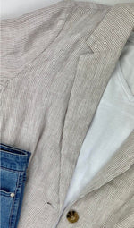 Jump Linen Core Y/D Striped Blazer - Stone