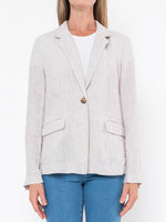 Jump Linen Core Y/D Striped Blazer - Stone