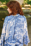 ‘Let the Light in Pixie’ Cropped Bamboo Kimono Cardigan - Delft Print