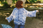 ‘Let the Light in Pixie’ Cropped Bamboo Kimono Cardigan - Delft Print