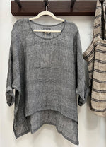 Rustic Linen ‘Valentina’ Top Black & White Woven