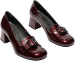 Fly London ‘Sufi’ Block Heel Pump Retro Shoes - Burgundy