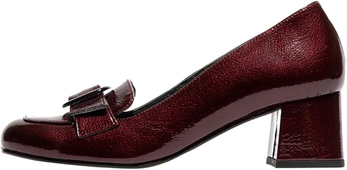 Fly London ‘Sufi’ Block Heel Pump Retro Shoes - Burgundy