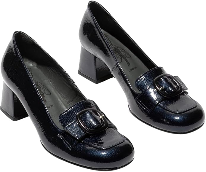 Fly London ‘Sufi’ Block Heel Pump Retro Shoes - Navy