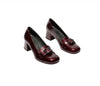 Fly London ‘Sufi’ Block Heel Pump Retro Shoes - Burgundy