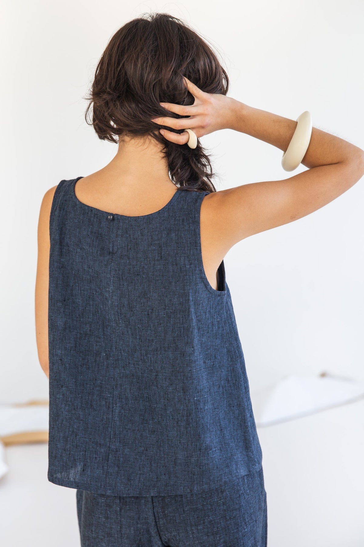 Eva’s Sunday - Asher Linen Singlet - Navy