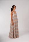 Montaigne Overall Style Maxi Linen Dress Stripe