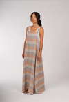 Montaigne Overall Style Maxi Linen Dress Stripe