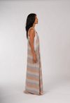 Montaigne Overall Style Maxi Linen Dress Stripe