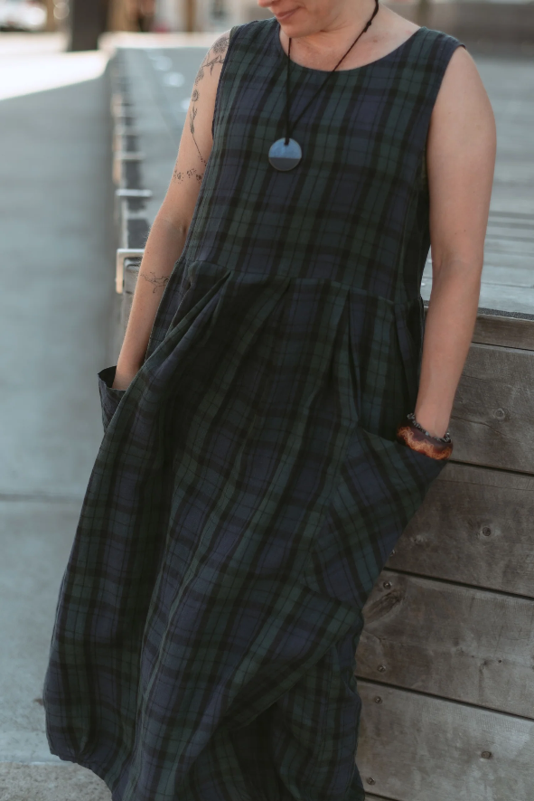 Montaigne ‘Sartene’ Winter Weight Tartan French Linen Dress