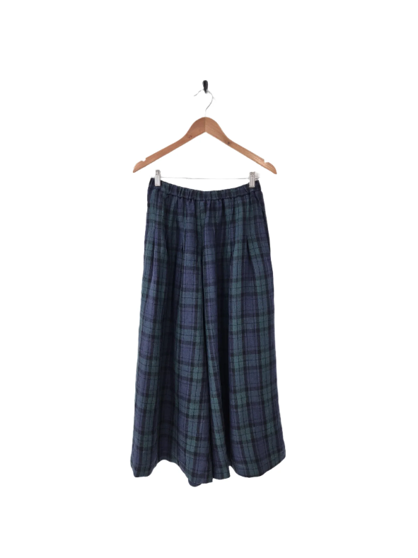 Montaigne ‘Freya’ French Winter Weight Linen Pants - Blue Tartan