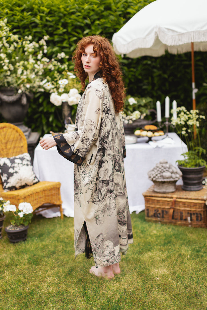 Market Of Stars - Honey & the Moon Opera Duster Kimono Robe - Florals & Bees