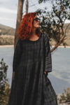 Montaigne ‘Journee’ Heavy Weight French Linen Dress - Blue Tartan