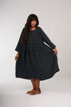 Montaigne ‘Journee’ Heavy Weight French Linen Dress - Blue Tartan