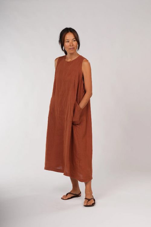 Montaigne ‘Remy’ Italian Linen Dress With Deep Front Pockets - Various Colours