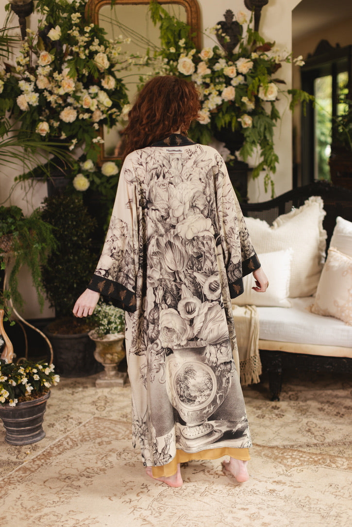 Market Of Stars - Honey & the Moon Opera Duster Kimono Robe - Florals & Bees