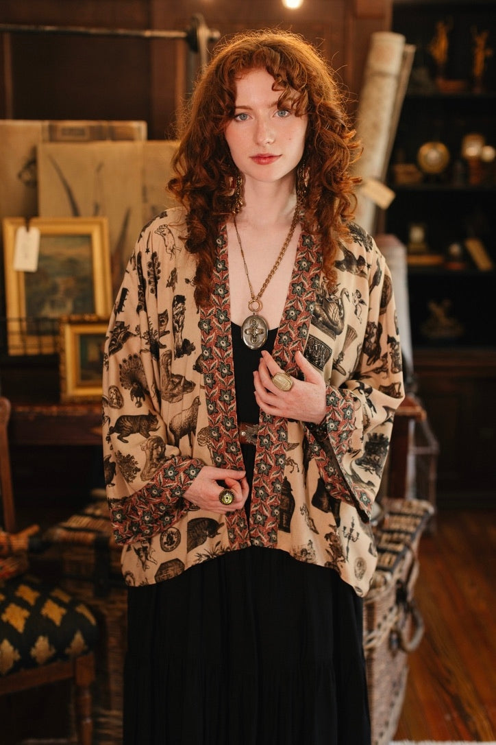 Market Of Stars - Curiosities - Pixie Duster Crop Kimono - Whimsical Print