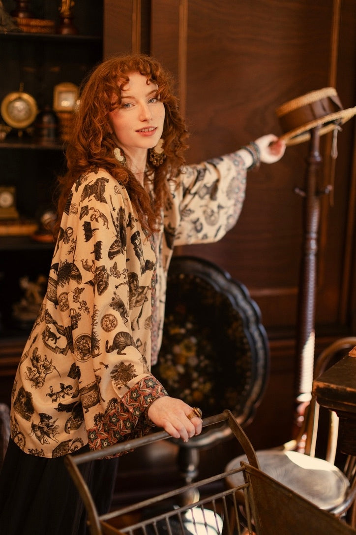 Market Of Stars - Curiosities - Pixie Duster Crop Kimono - Whimsical Print