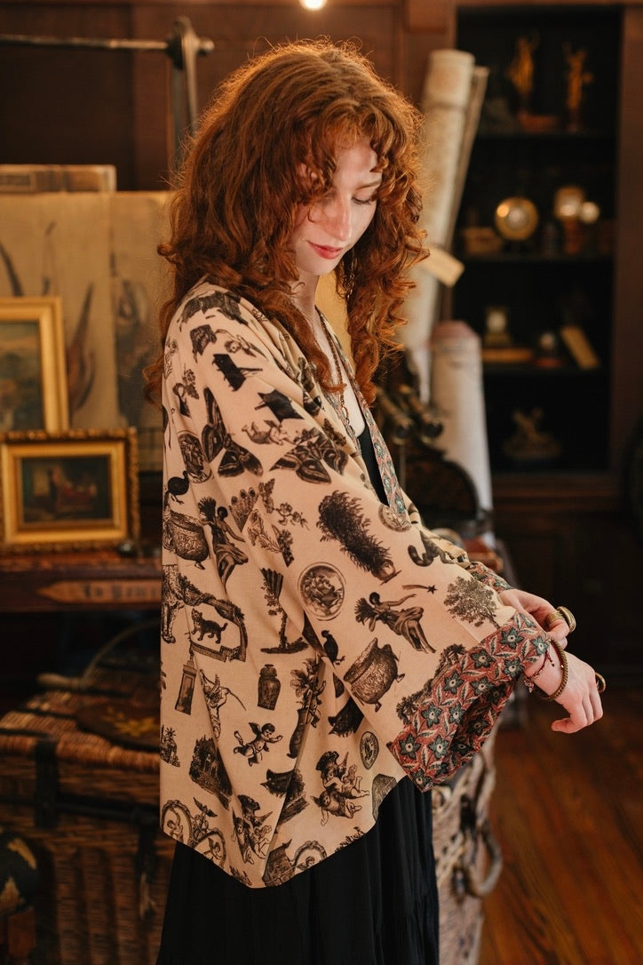 Market Of Stars - Curiosities - Pixie Duster Crop Kimono - Whimsical Print