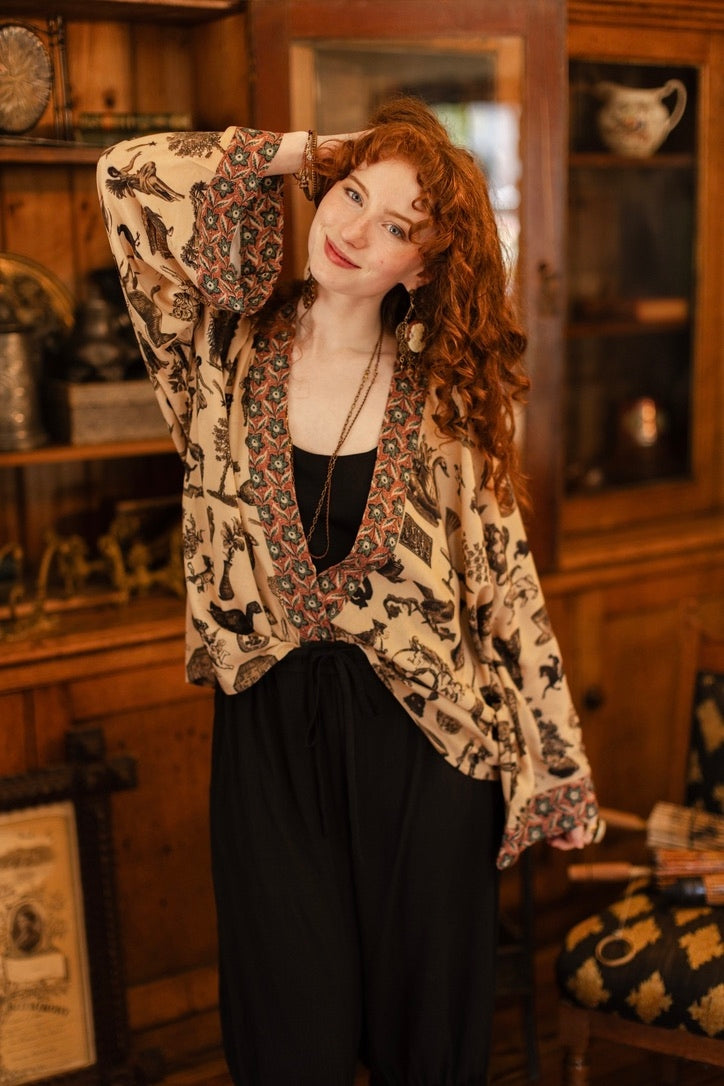 Market Of Stars - Curiosities - Pixie Duster Crop Kimono - Whimsical Print