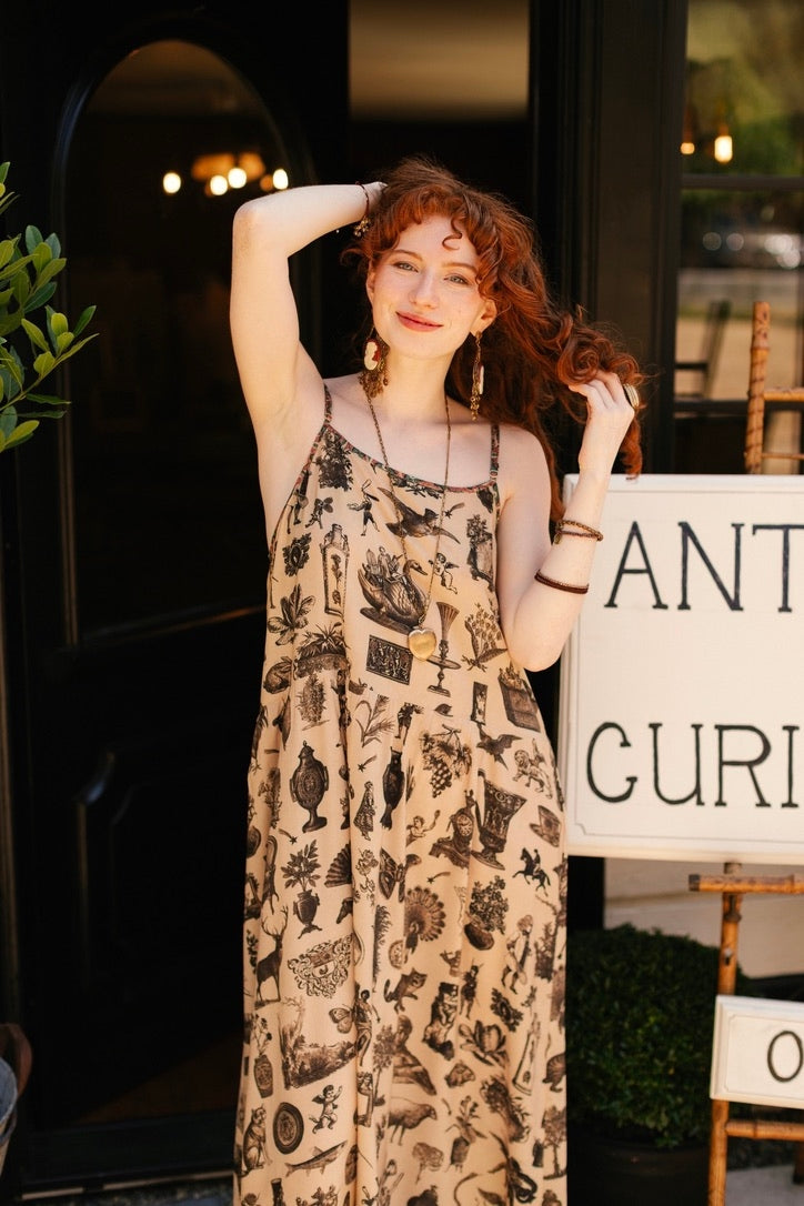 Market Of Stars - Curiosities - Bohéme Maxi Slip Dress - Whimsical Print