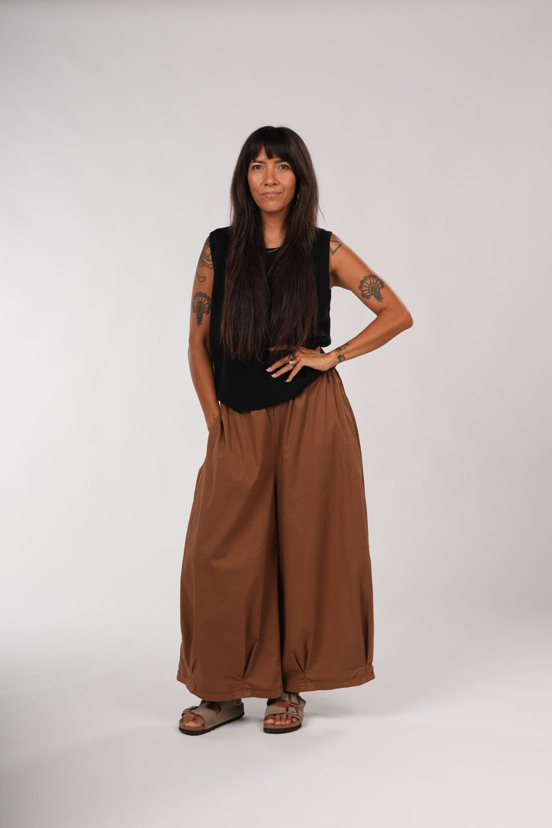 Montaigne ‘Caroline’ Wide Leg Gathered Poplin Cotton Pants - Various Colours