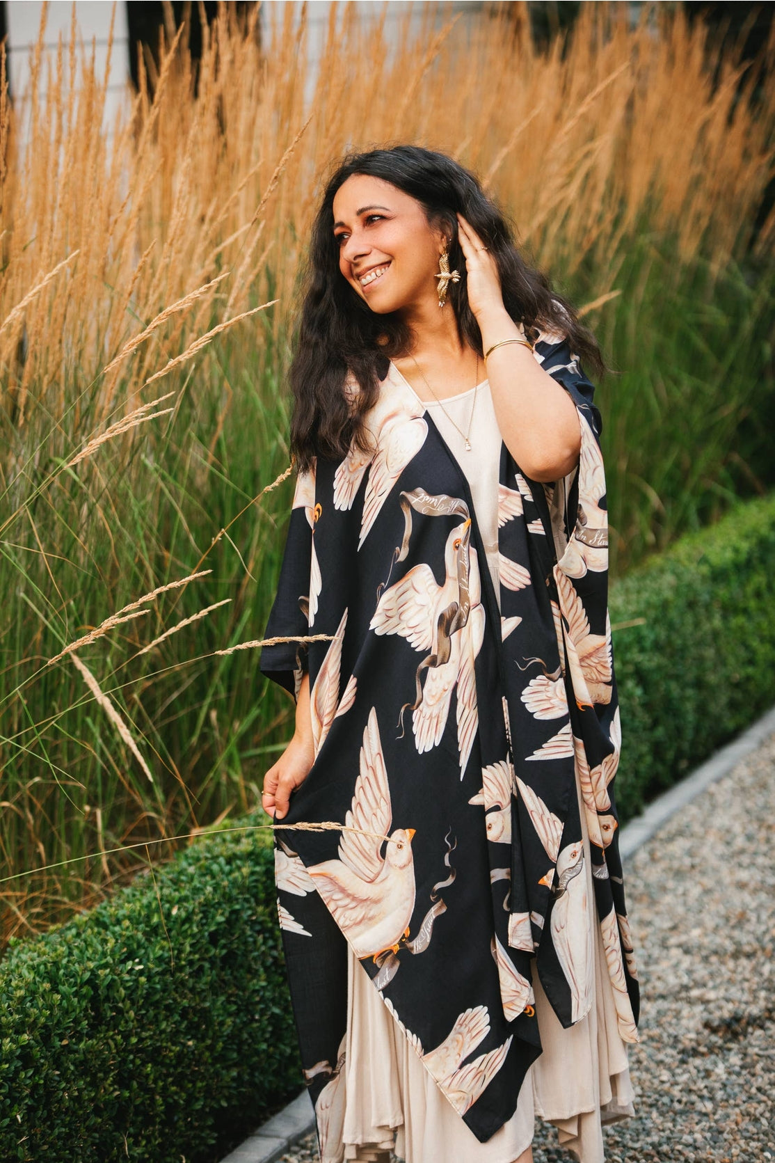 Market Of Stars - Midnight Doves - Bohemian Goddess Starduster Kimono - Message