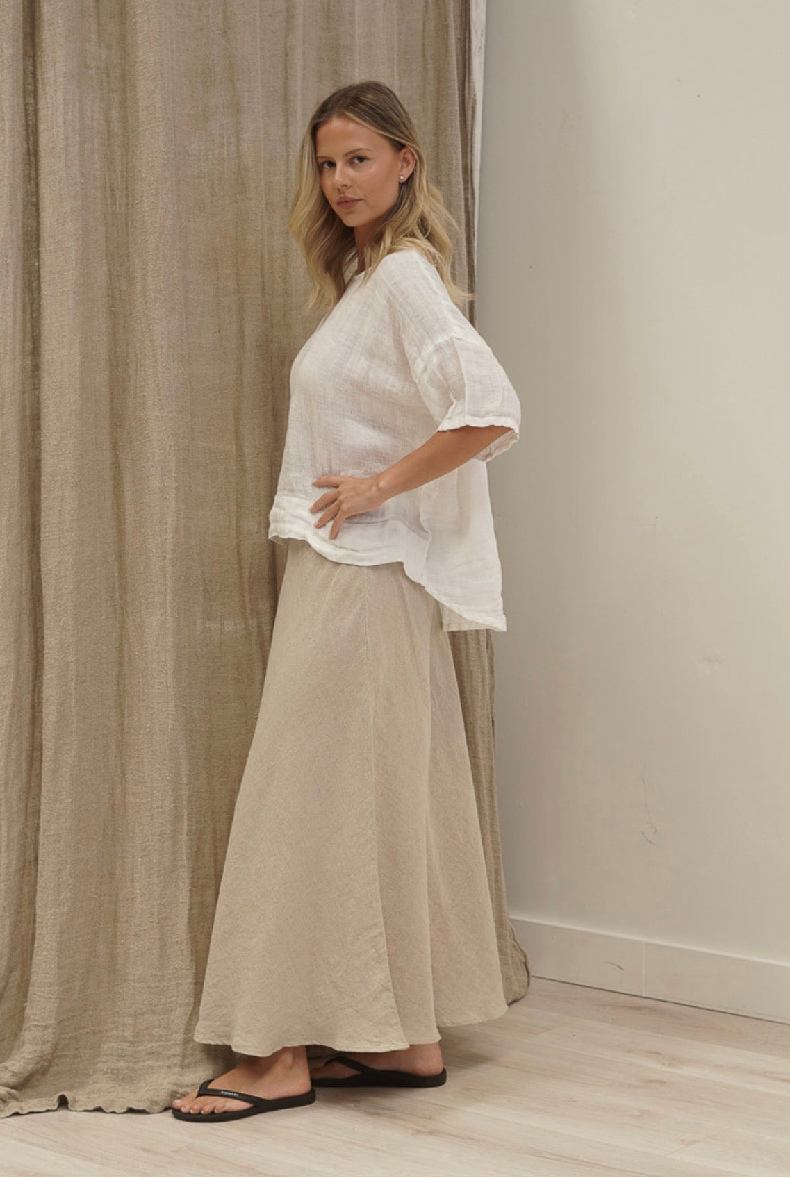 Rustic Linen - Barbara - Striped Top - White Combo