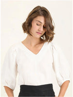 State Of Embrace Balloon Sleeve Bias V Neck Top - Various Colours