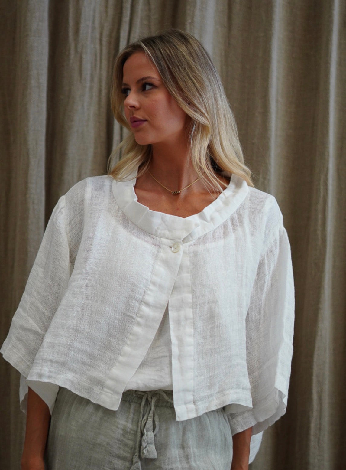 Rustic Linen - Chloe - Short Jacket - White Mesh