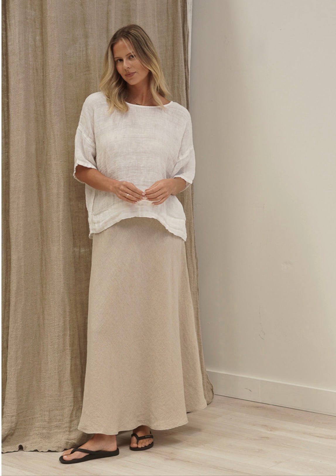 Rustic Linen - Sottana - Long Maxi Skirt - Natural