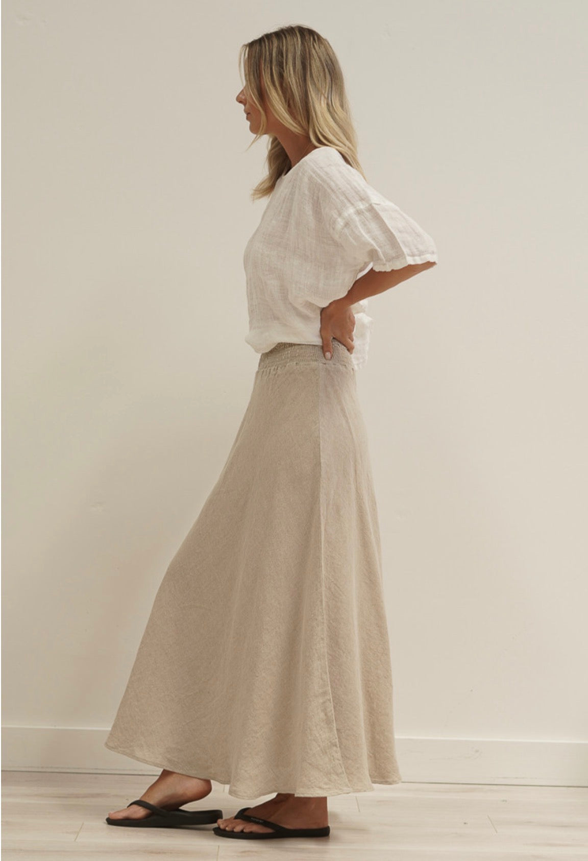 Rustic Linen - Sottana - Long Maxi Skirt - Natural