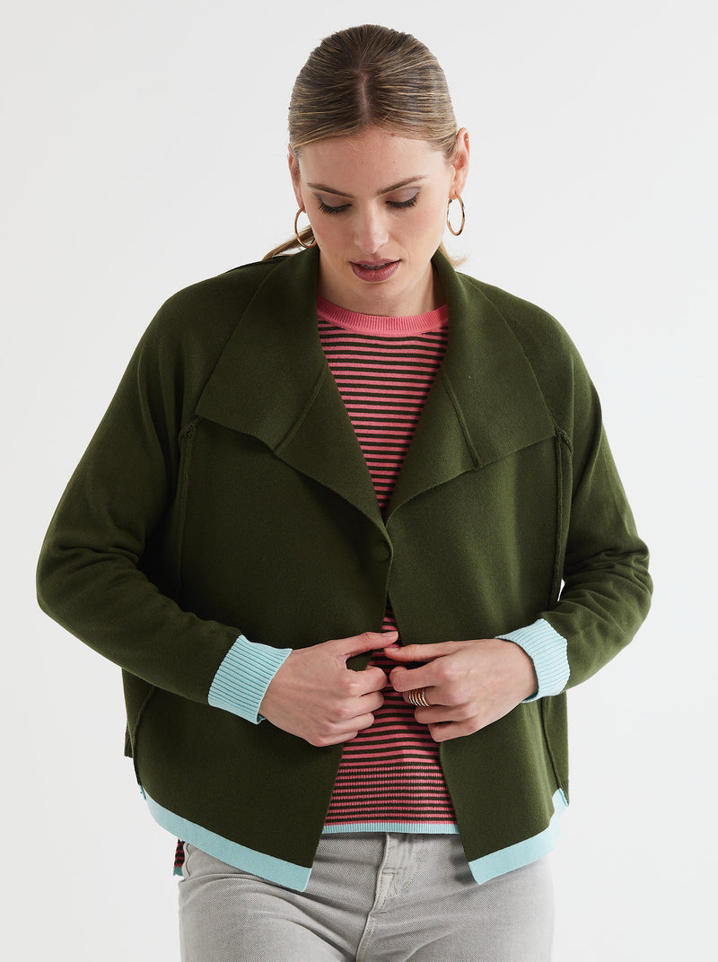 LD & Co Milano Jacket Cardigan - Olive