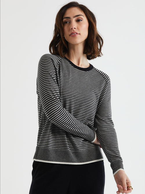 LD & Co Stripe Crew Jumper - Black