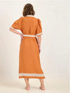 State Of Embrace Linen Peek Dress- Russet