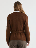 LD & Co Lofty Cardi W Belt - Coffee