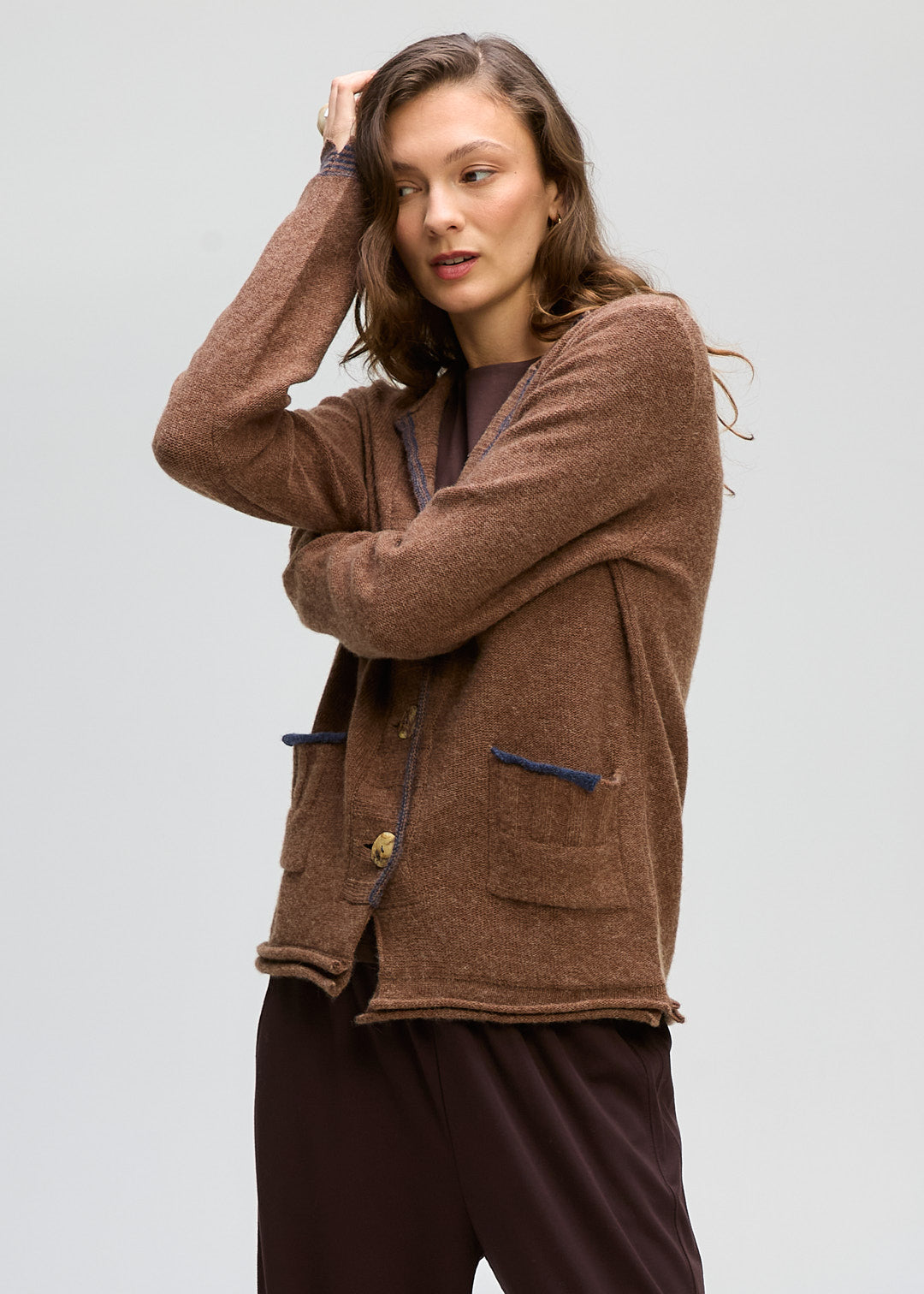 LD&Co - Collared Cardigan - Cocoa