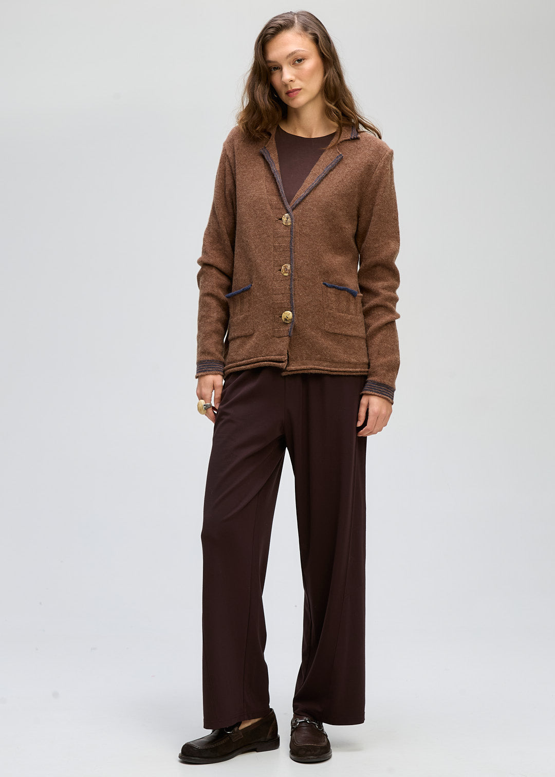 LD&Co - Collared Cardigan - Cocoa